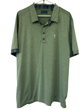 William Murray‎ Green Blue Plaid Detail Collared Polo Shirt Size XL